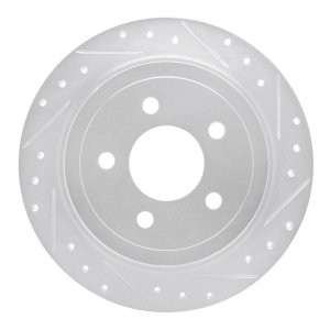 Ford Explorer Sport Brake Rotor (1) - Rear Right - R1 Concepts - Drilled & Slotted - Silver - `03-`05
